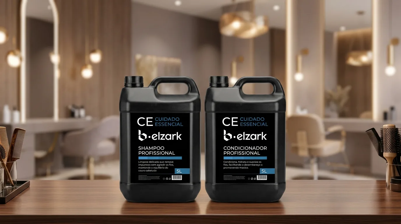 Shampoo e condicionador profissionais Belzark, produzidos sob marca própria