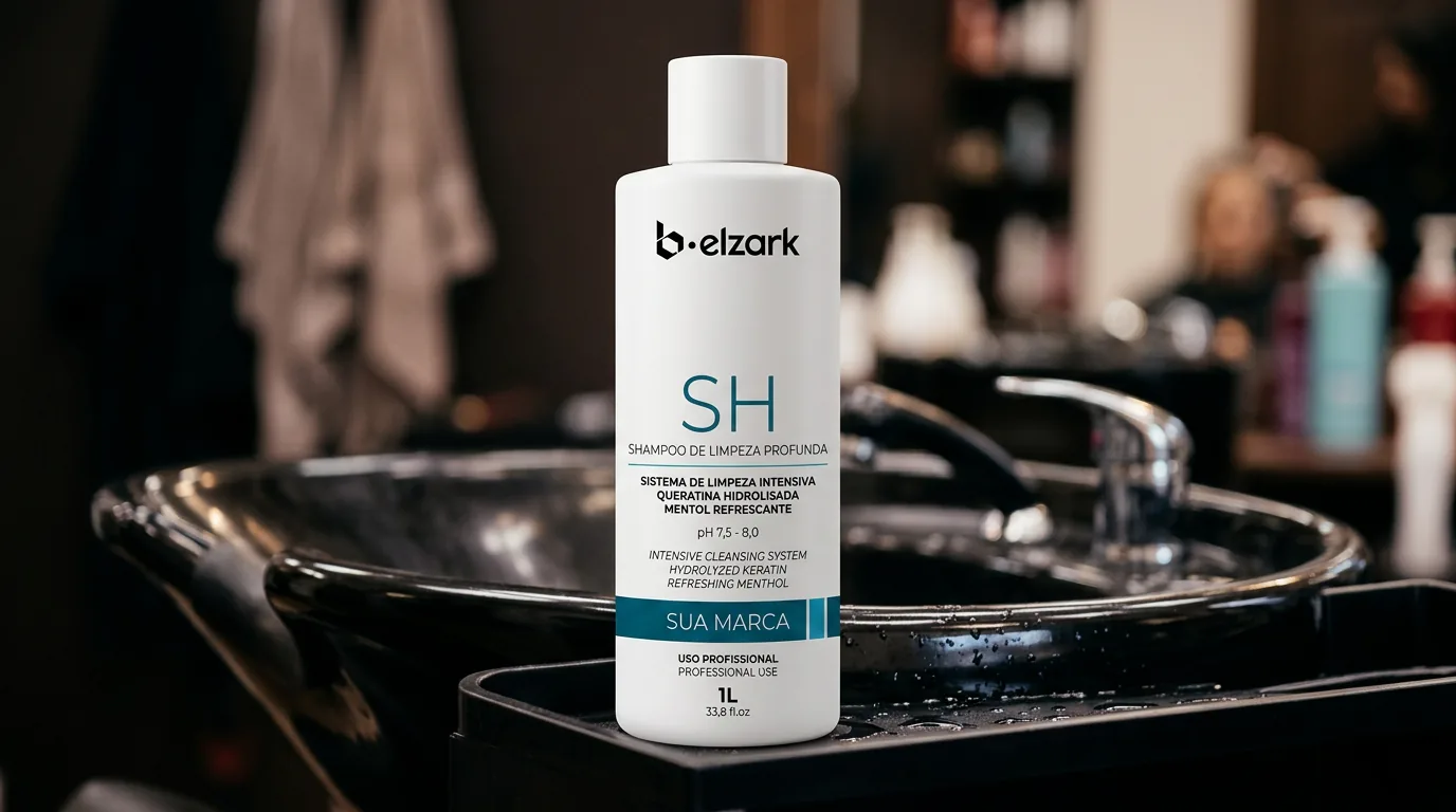 Shampoo de limpeza profunda Belzark, produzido sob marca própria